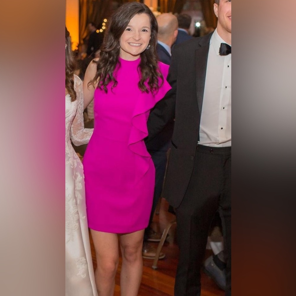 Adelyn Rae Hot Pink Sleeveless Ruffle Mini Dress